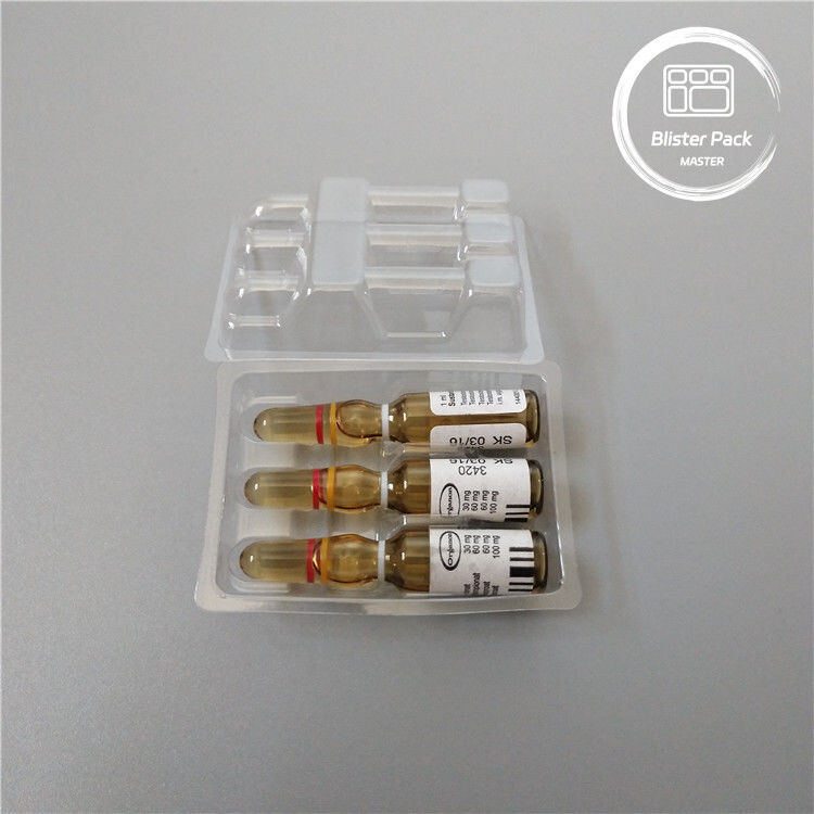 अनुकूलित प्लास्टिक ampoule मेडिकल ब्लिस्टर पैकेजिंग ट्रे के लिए 1ml शीशी स्पष्ट पीवीसी डिस्पोजेबल