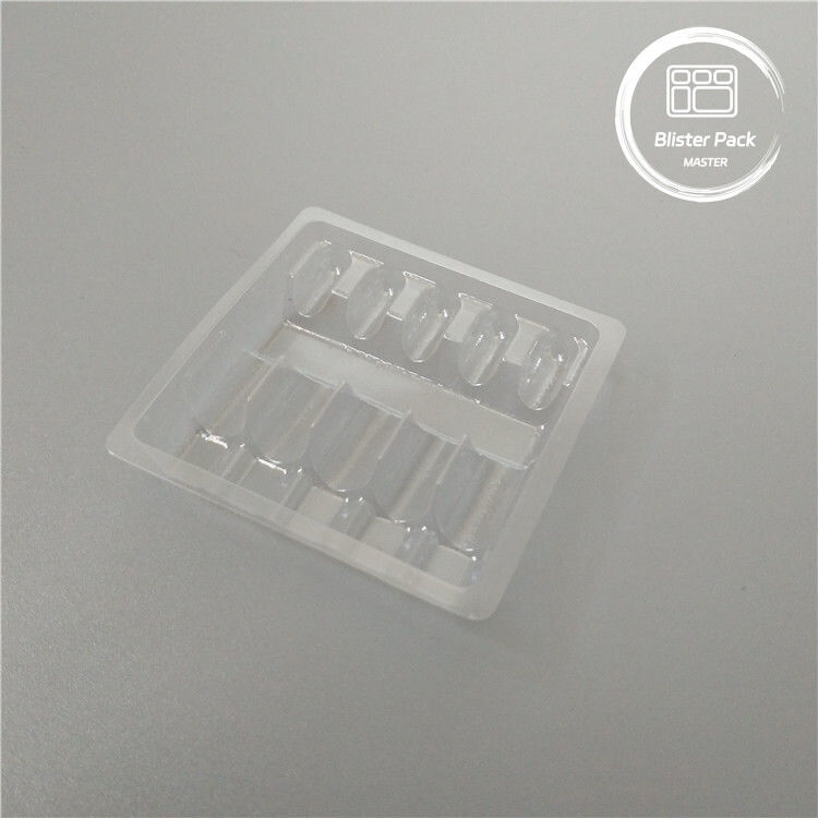 अनुकूलित प्लास्टिक ampoule मेडिकल ब्लिस्टर पैकेजिंग ट्रे के लिए 1ml शीशी स्पष्ट पीवीसी डिस्पोजेबल